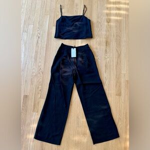 NWT: Onia Matching Set! Air Linen Pleated Trouser sz. 4 & Sqr Neck Top as. Small
